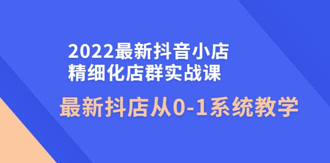 （4153期）2022最新抖音小店精细化店群实战课，最新抖店从0-1系统教学-佛系网创