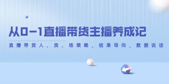 （4191期）从0-1直播带货主播养成记，直播带货人、货、场策略，结果导向，数据说话-佛系网创