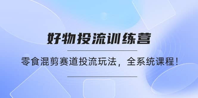 （4378期）好物推广投流训练营：零食混剪赛道投流玩法，全系统课程！-佛系网创