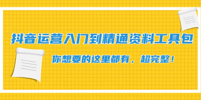（4379期）抖音运营入门到精通资料工具包：你想要的这里都有，超完整！-佛系网创