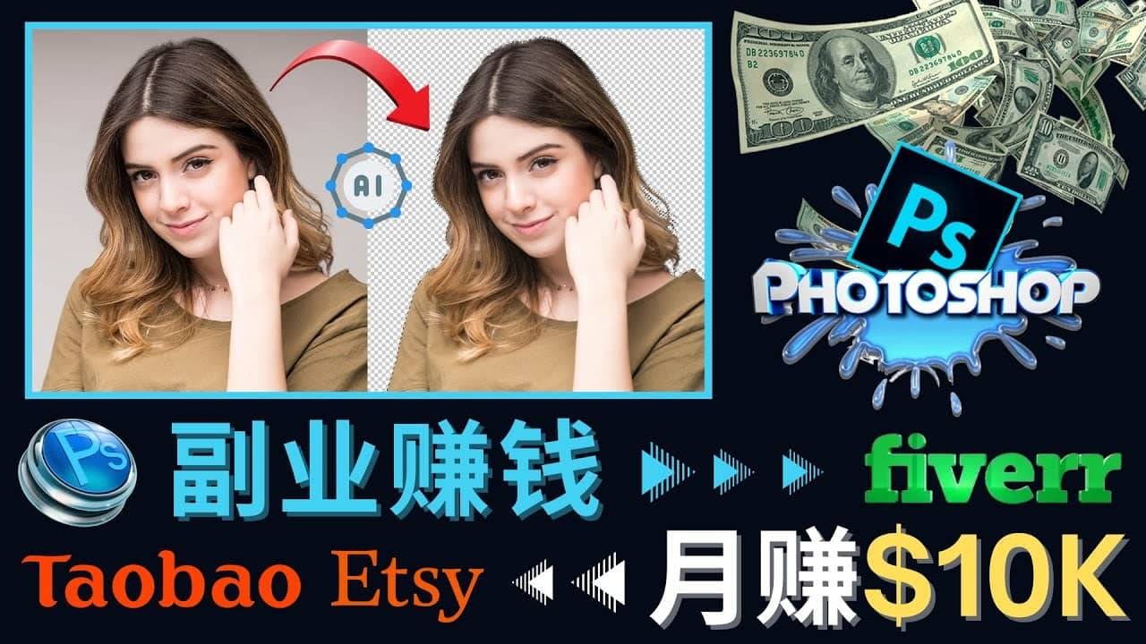 （4394期）掌握PS修图技能，月赚5000美元以上 – 利用Adobe Photoshop赚钱的3种途径-佛系网创