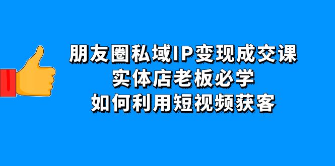 （4436期）朋友圈私域IP变现成交课：实体店老板必学，如何利用短视频获客-佛系网创