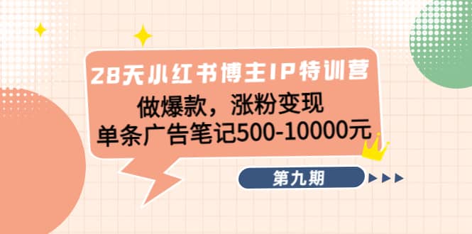 （4267期）28天小红书博主IP特训营《第9期》做爆款，涨粉变现 单条广告笔记500-10000-佛系网创