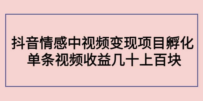 （4282期）黄岛主副业孵化营第5期：抖音情感中视频变现项目孵化 单条视频收益几十上百-佛系网创
