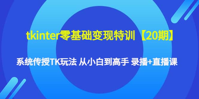 （4551期）tkinter零基础变现特训【20期】系统传授TK玩法 从小白到高手 录播+直播课-佛系网创