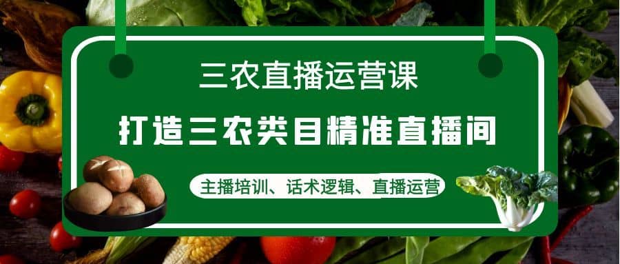 （4581期）三农直播运营课：打造三农类目精准直播间，主播培训、话术逻辑、直播运营-佛系网创