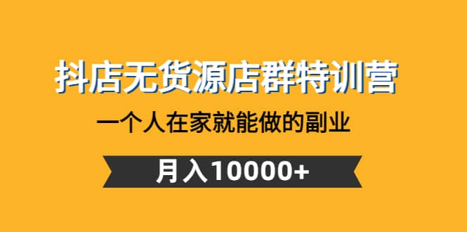 （4609期）抖店无货源店群特训营：一个人在家就能做的副业，月入10000+-佛系网创