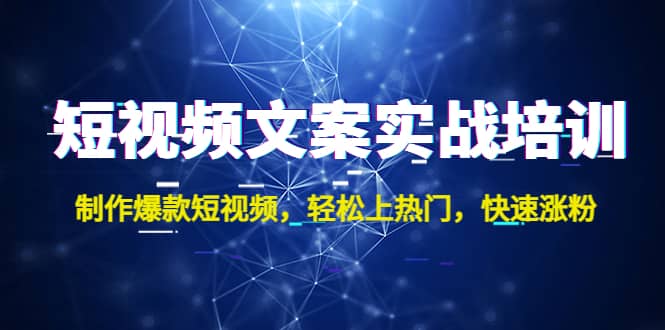 （4670期）短视频文案实战培训：制作爆款短视频，轻松上热门，快速涨粉！-佛系网创