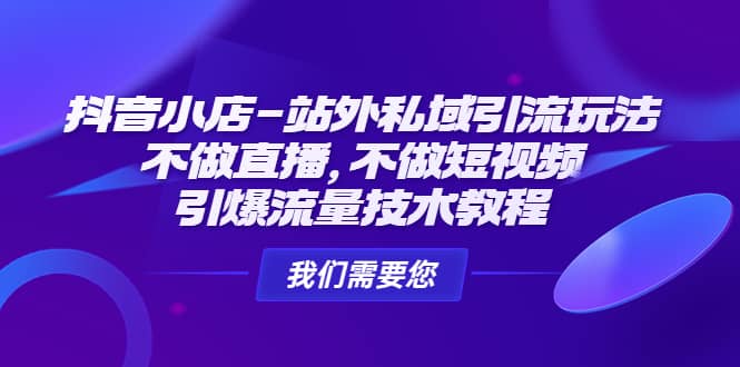 （4673期）抖音小店-站外私域引流玩法：不做直播，不做短视频，引爆流量技术教程-佛系网创