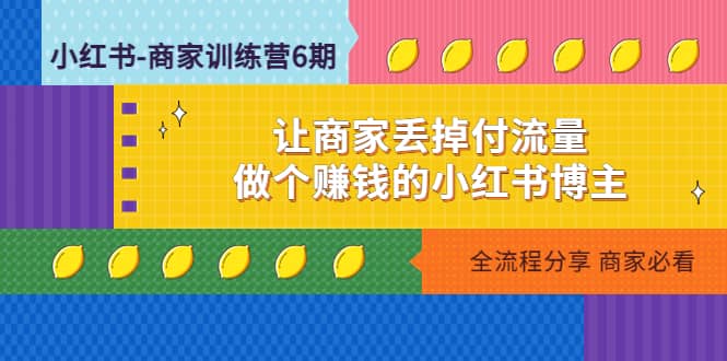 （4782期）小红书-商家训练营12期：让商家丢掉付流量，做个赚钱的小红书博主-佛系网创