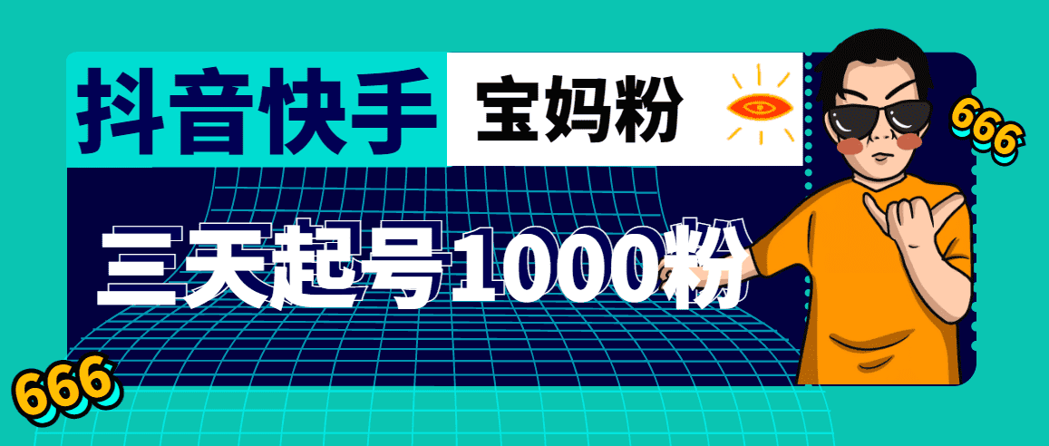 （4818期）抖音快手三天起号涨粉1000宝妈粉丝的核心方法【详细玩法教程】-佛系网创