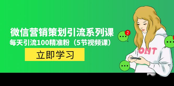 （4949期）价值百万的微信营销策划引流系列课，每天引流100精准粉（5节视频课）-佛系网创