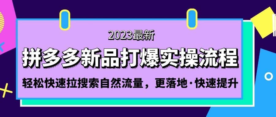 （5036期）拼多多-新品打爆实操流程：轻松快速拉搜索自然流量，更落地·快速提升!-佛系网创