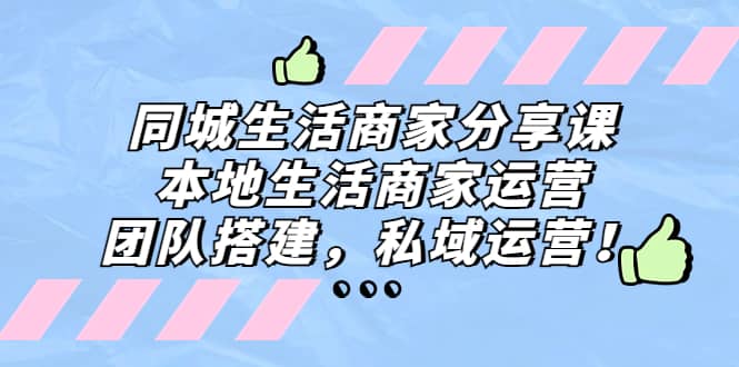 （5130期）同城生活商家分享课：本地生活商家运营，团队搭建，私域运营！-佛系网创