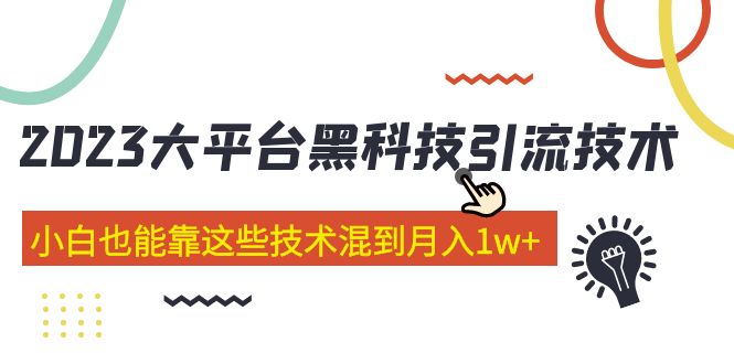 （5138期）价值4899的2023大平台黑科技引流技术 小白也能靠这些技术混到月入1w+29节课-佛系网创