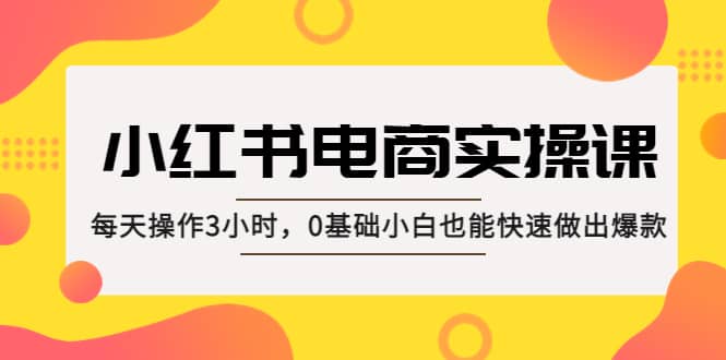 （5190期）小红书·电商实操课：每天操作3小时，0基础小白也能快速做出爆款！-佛系网创