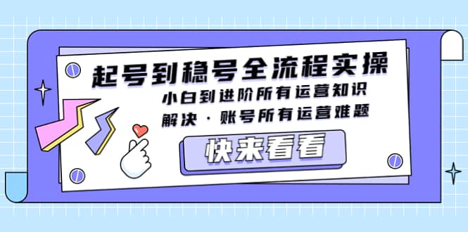 （5338期）起号到稳号全流程实操，小白到进阶所有运营知识，解决·账号所有运营难题-佛系网创