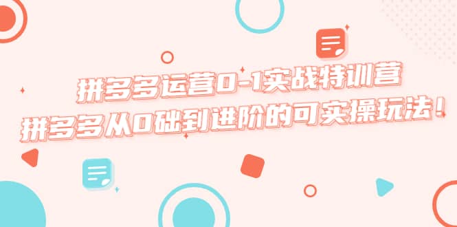 （5521期）拼多多运营0-1实战特训营，拼多多从0础到进阶的可实操玩法！-佛系网创
