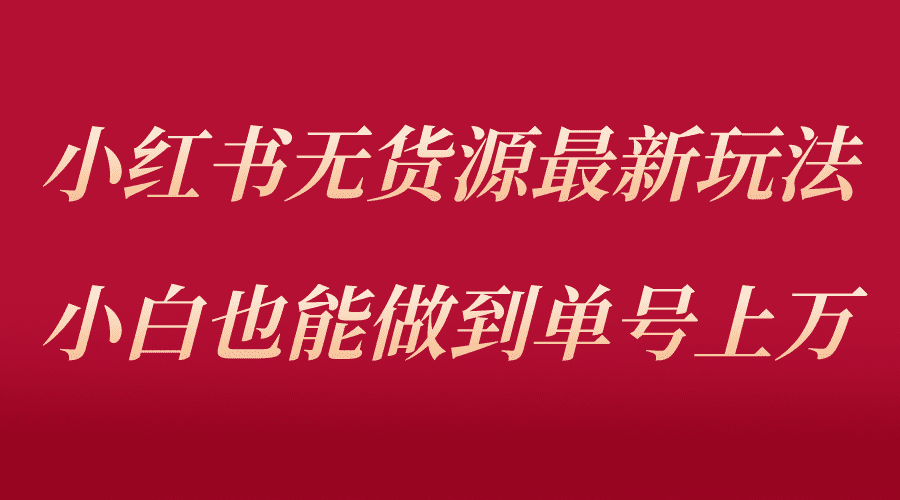 （5646期）小红书无货源最新螺旋起号玩法，电商小白也能做到单号上万（收费3980）-佛系网创