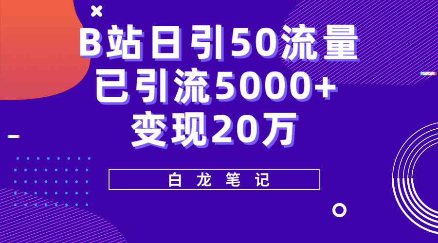 （5655期）B站日引50+流量，实战已引流5000+变现20万，超级实操课程。-佛系网创