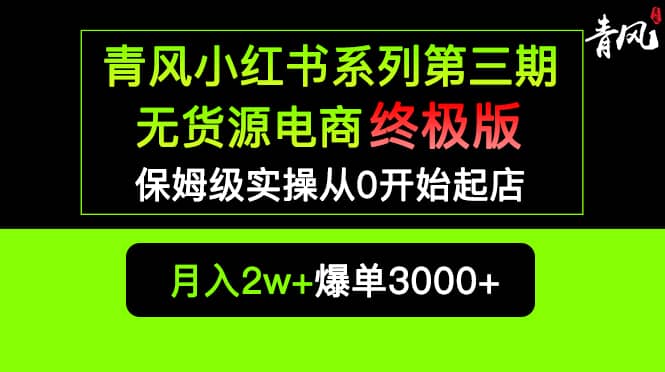 （5723期）小红书无货源电商爆单终极版【视频教程+实战手册】保姆级实操从0起店爆单-佛系网创