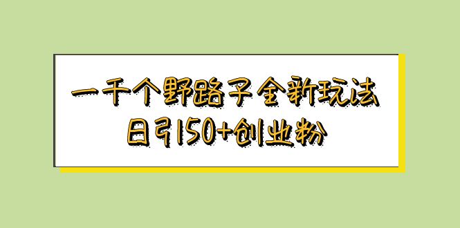 （5960期）一千个野路子全新玩法 日引50+创业粉-佛系网创