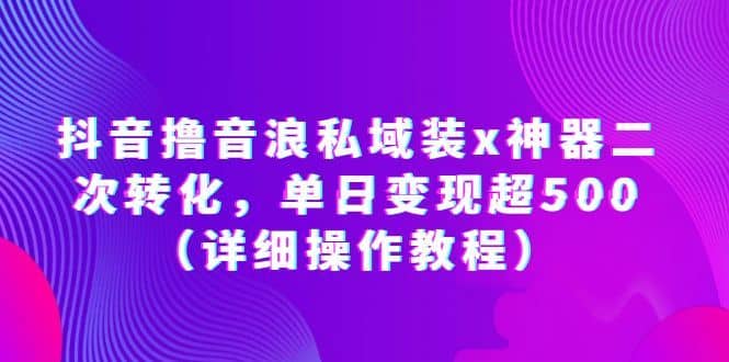 （6186期）抖音撸音浪私域装x神器二次转化，单日变现超500（详细操作教程）-佛系网创