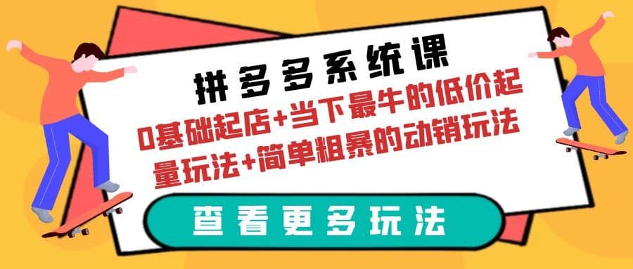 （6217期）拼多多系统课：0基础起店+当下最牛的低价起量玩法+简单粗暴的动销玩法-佛系网创