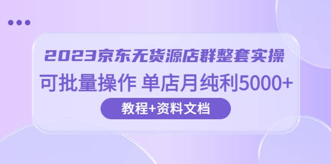 （6223期）2023京东-无货源店群整套实操 可批量操作 单店月纯利5000+63节课+资料文档-佛系网创