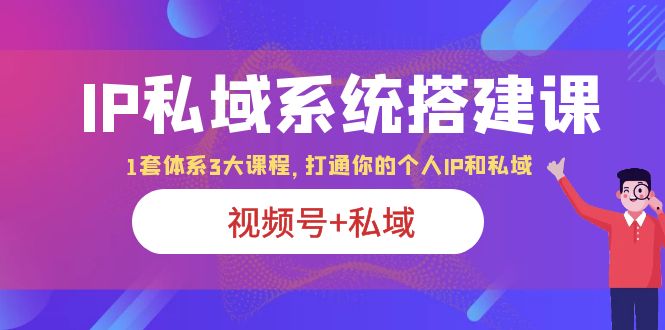 （6308期）IP私域 系统搭建课，视频号+私域 1套 体系 3大课程，打通你的个人ip私域-佛系网创