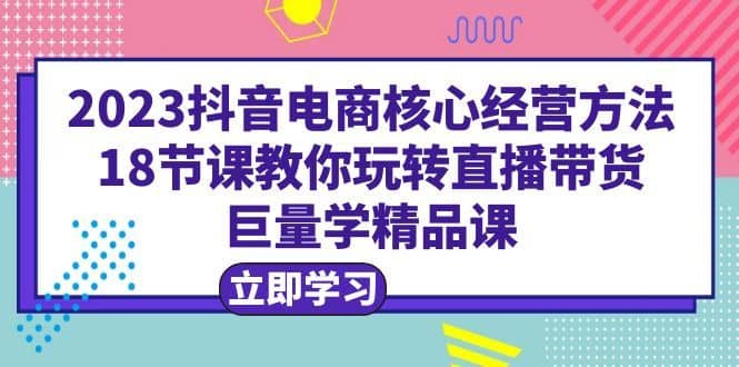 （6309期）2023抖音电商核心经营方法：18节课教你玩转直播带货，巨量学精品课-佛系网创
