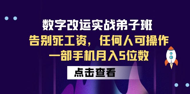 （6350期）数字 改运实战弟子班：告别死工资，任何人可操作，一部手机月入5位数-佛系网创