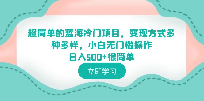 （6422期）超简单的蓝海冷门项目，变现方式多种多样，小白无门槛操作日入500+很简单-佛系网创