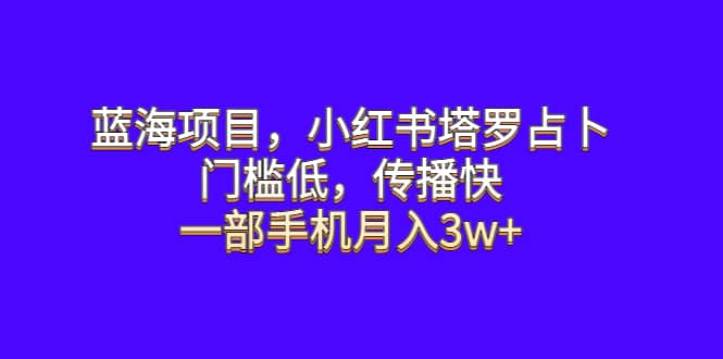 （6427期）蓝海项目，小红书塔罗占卜，门槛低，传播快，一部手机月入3w+-佛系网创