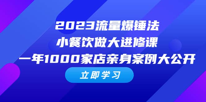 （6485期）2023流量 爆锤法，小餐饮做大进修课，一年1000家店亲身案例大公开-佛系网创