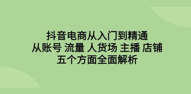 （6598期）抖音电商从入门到精通，从账号 流量 人货场 主播 店铺五个方面全面解析-佛系网创