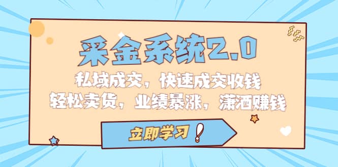 （6750期）采金 系统2.0，私域成交，快速成交收钱，轻松卖货，业绩暴涨，潇洒赚钱-佛系网创