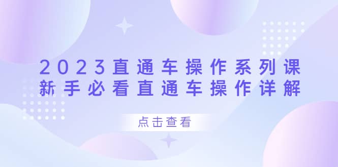 （6766期）2023直通车操作 系列课，新手必看直通车操作详解-佛系网创
