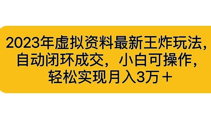 （6773期）2023年虚拟资料最新王炸玩法，自动闭环成交，小白可操作，轻松实现月入3…-佛系网创