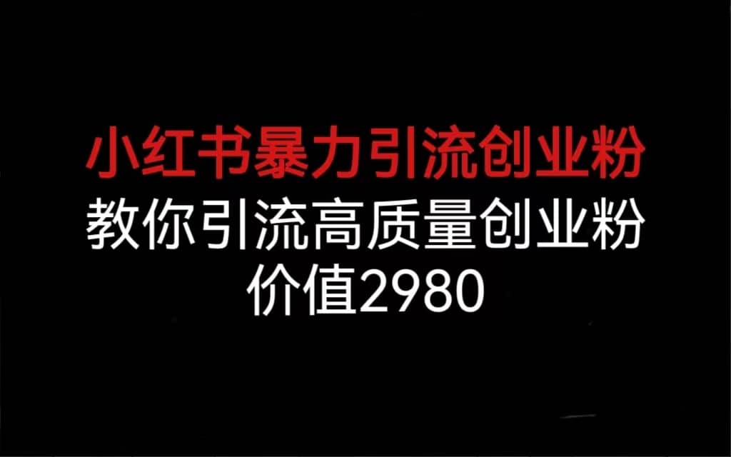 （6779期）小红书暴力引流创业粉，教你引流高质量创业粉，价值2980-佛系网创