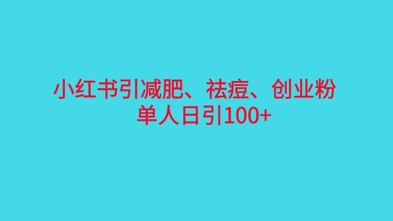 （6799期）小红书精准引流，减肥、祛痘、创业粉单人日引100+（附软件）-佛系网创