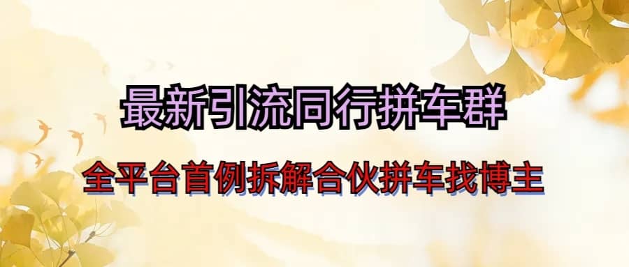 （6853期）最新引流同行拼车群合伙拼车找博主日引百人新玩法-佛系网创