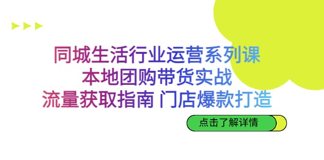 （6946期）同城生活行业运营系列课：本地团购带货实战，流量获取指南 门店打造等等-佛系网创