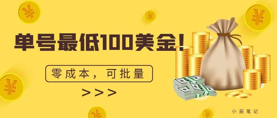 （6975期）单号最低100美金，零成本，小白无脑操作。可复制，可扩大。-佛系网创