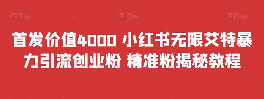 （6982期）首发价值4000 小红书无限艾特暴力引流创业粉 精准粉揭秘教程-佛系网创