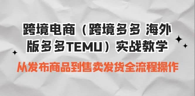 （6989期）跨境电商（跨境多多 海外版多多TEMU）实操教学 从发布商品到售卖发货全流程-佛系网创