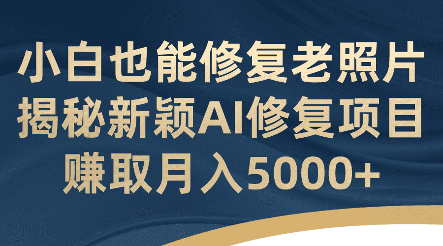 （7072期）小白也能修复老照片！揭秘新颖AI修复项目，赚取月入5000+-佛系网创