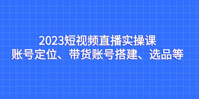 （7081期）2023短视频直播实操课，账号定位、带货账号搭建、选品等-佛系网创