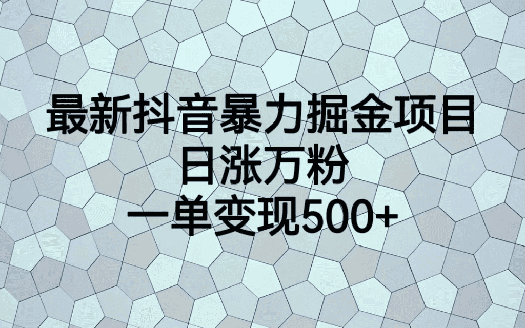 （7100期）最火热的抖音暴力掘金项目，日涨万粉，多种变现方式，一单变现可达500+-佛系网创