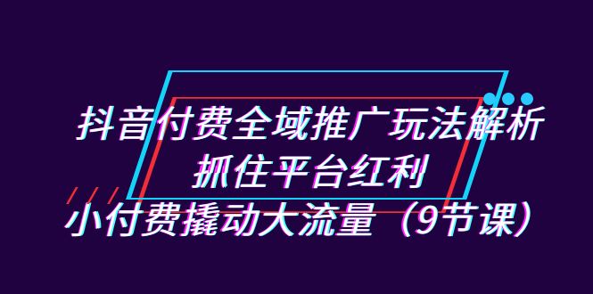 （7160期）抖音付费全域推广玩法解析：抓住平台红利，小付费撬动大流量（9节课）-佛系网创